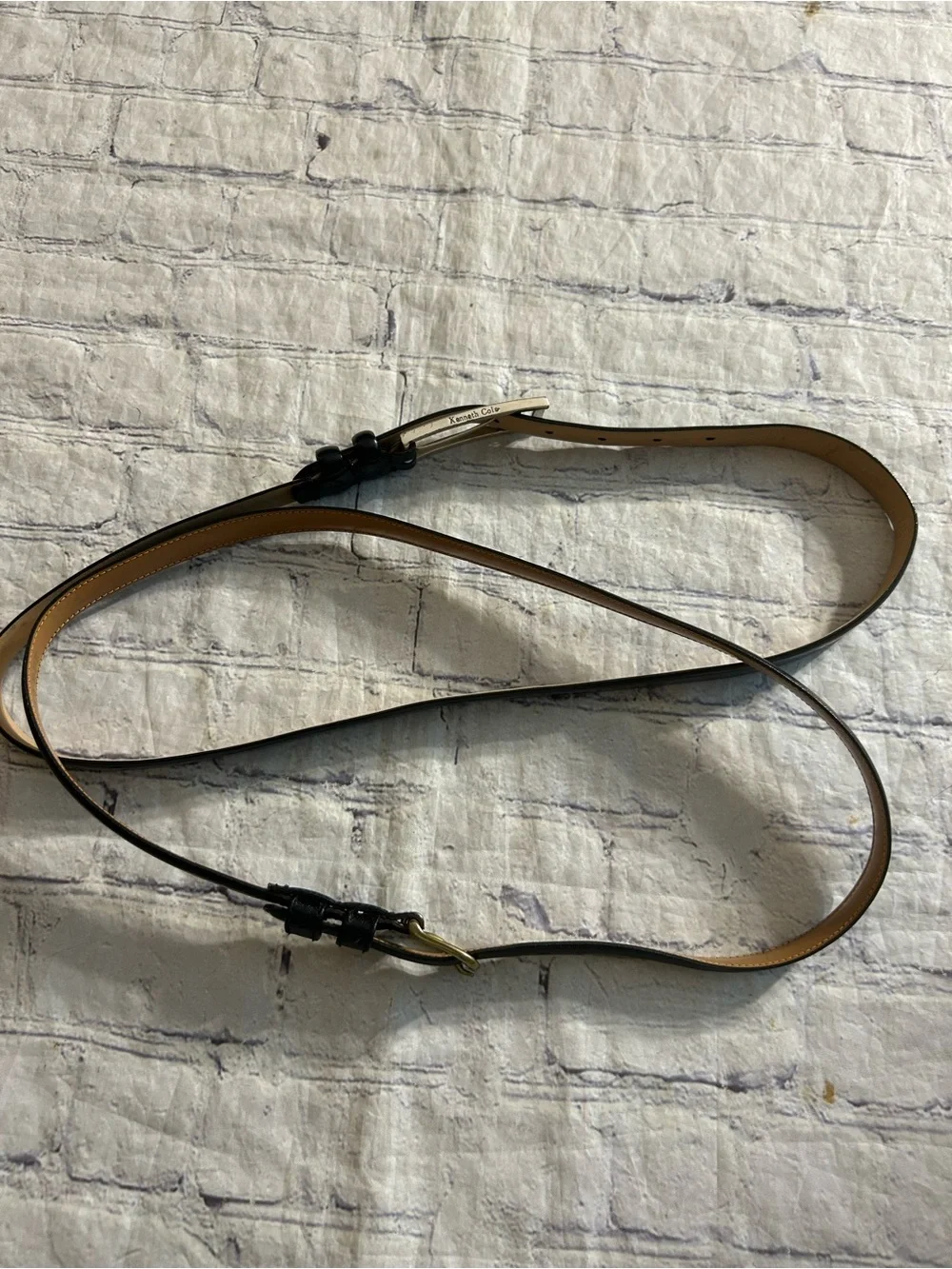 KENNETH COLE NEW YORK BLACK ITALIAN LEATHER & VTG LA RUE BLACK LEATHER BELTS L